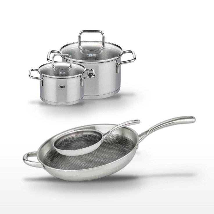 Ensemble poêles et faitouts Relief Evolution en inox - 24/32 cm - 12/16 cm