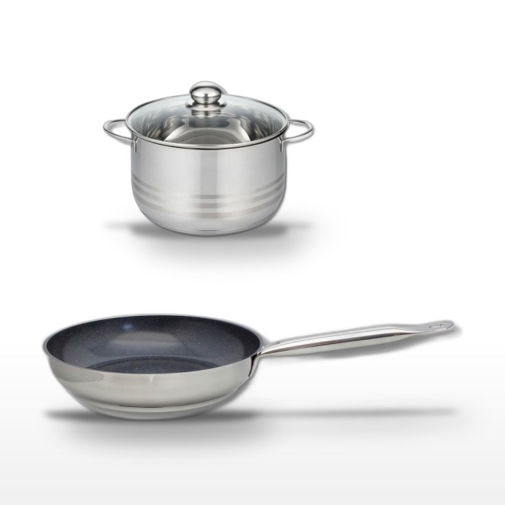 Lot poêle et faitout Profi Therm Platinum en inox - 5,4 L - gris