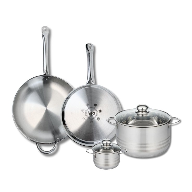 Batterie de cuisine Profi Brillant en inox - 2 poêles et 2 faitouts