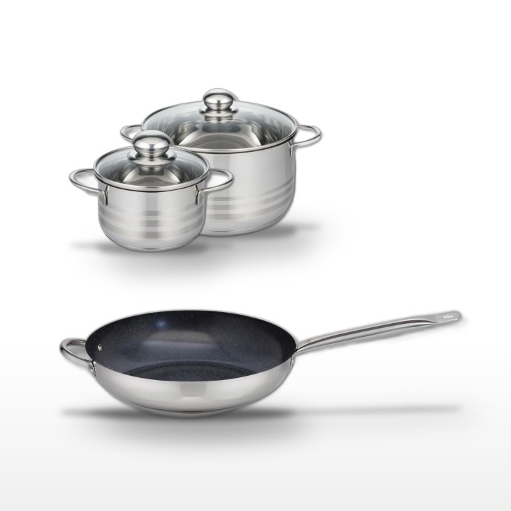 Batterie de cuisine Profi Therm Platinum en inox - 16, 24 et 32 cm
