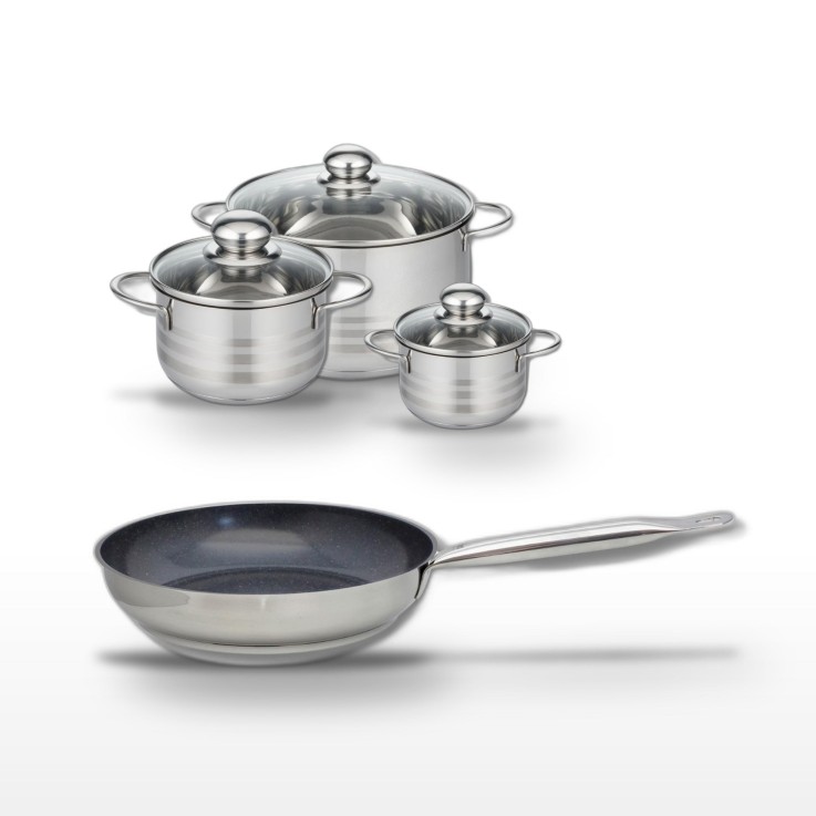 Batterie de cuisine Profi Therm Platinum en inox et céramique - grise