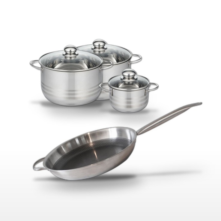 Batterie de cuisine Relief Solution en inox - 14 à 32 cm - grise