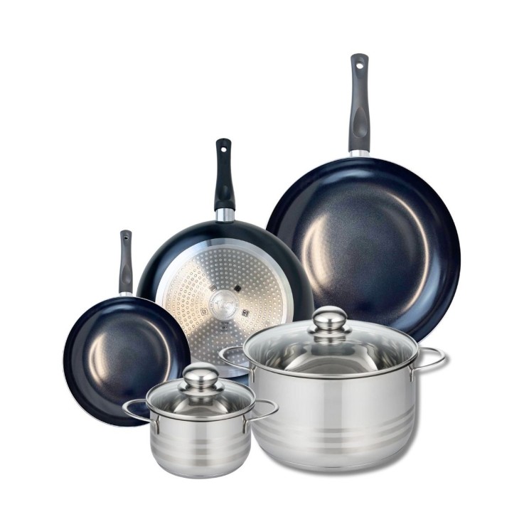 Batterie de cuisine Prima Brillant en aluminium et inox - 5 pièces - noir