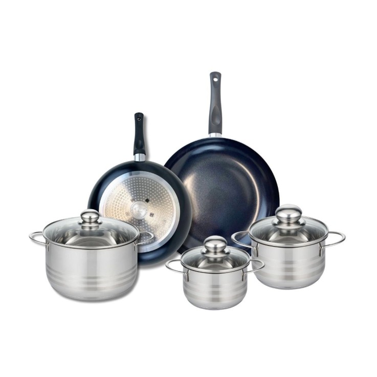 Batterie de cuisine Prima Brillant en aluminium et inox - 5 pièces - noire