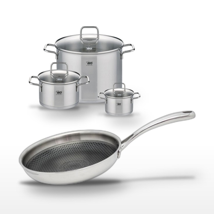 Batterie de cuisine Relief Evolution en inox - 4 pièces - poêle 28 cm