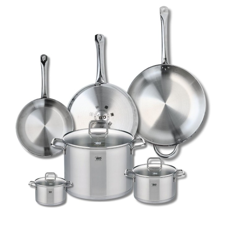 Batterie de cuisine Profi Citrin en inox - 24, 28 et 32 cm - 12, 16 et 26 cm