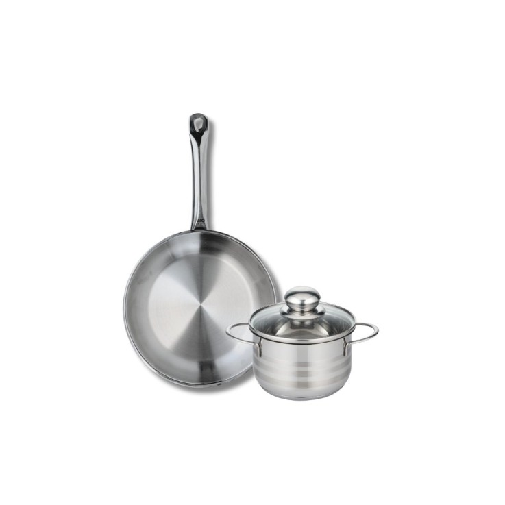 Ensemble poêle et faitout Profi Brillant en inox - 28 et 16 cm