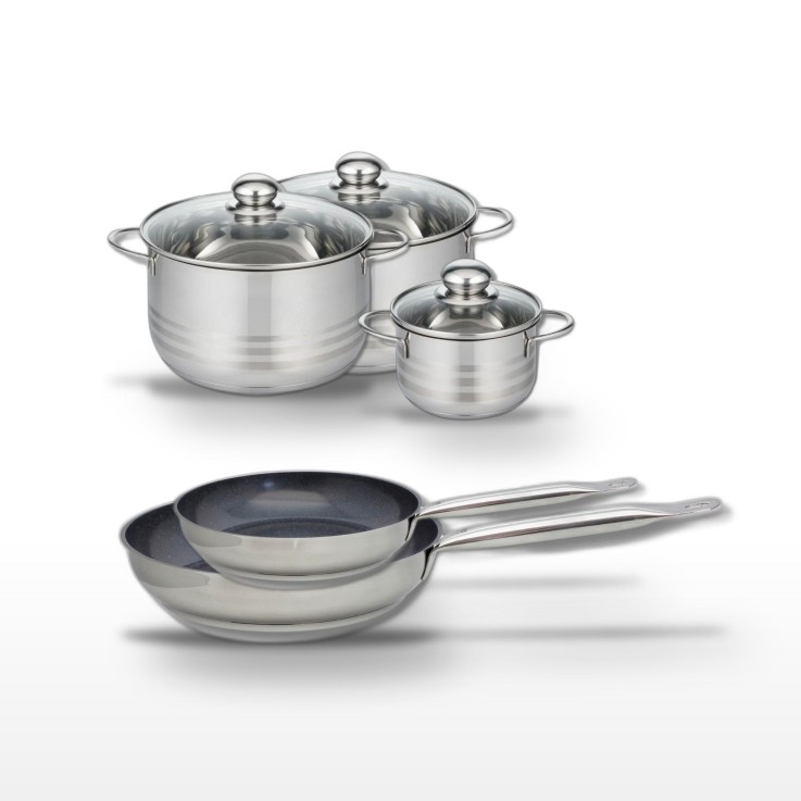 Batterie de cuisine Profi Therm Platinum en inox - 5 pièces - gris