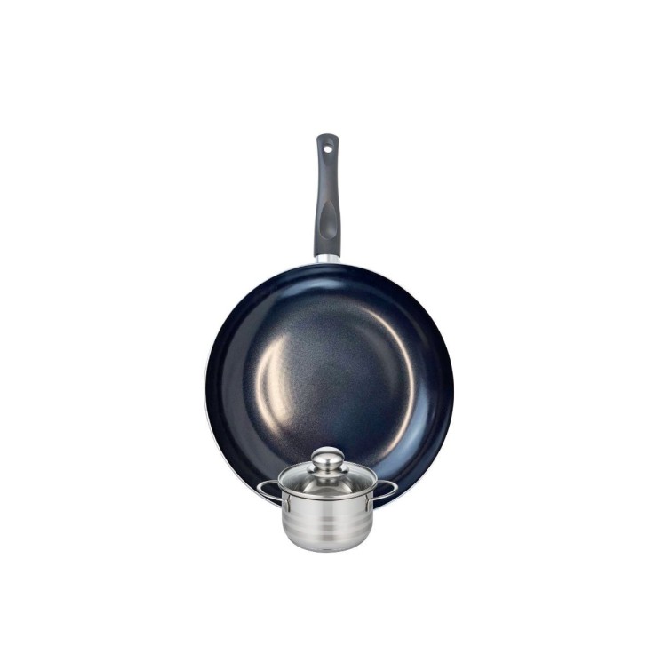 Ensemble Prima Brillant poêle et faitout en aluminium et inox - 32 cm - 12 cm - noir