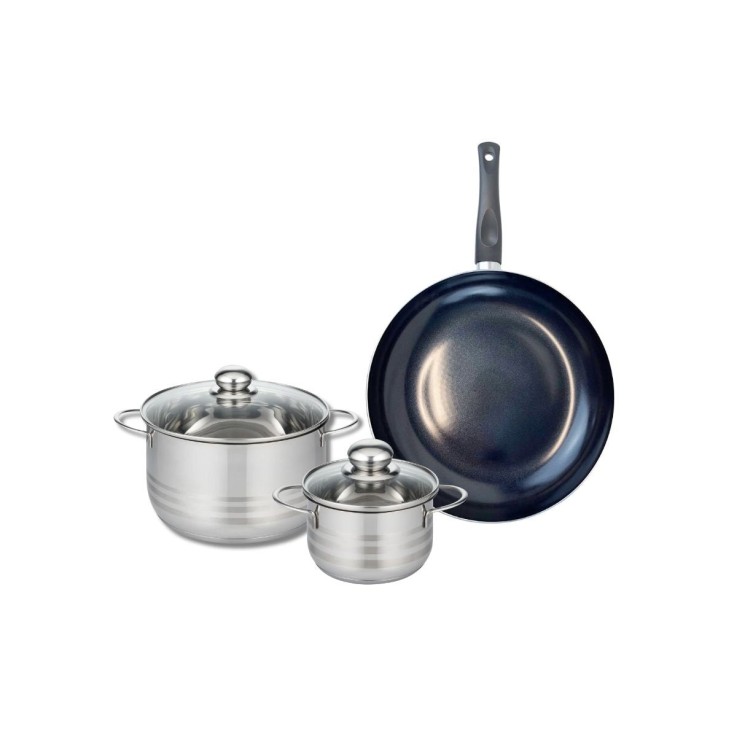 Batterie de cuisine Prima Brillant en aluminium et inox - 14, 20 et 28 cm