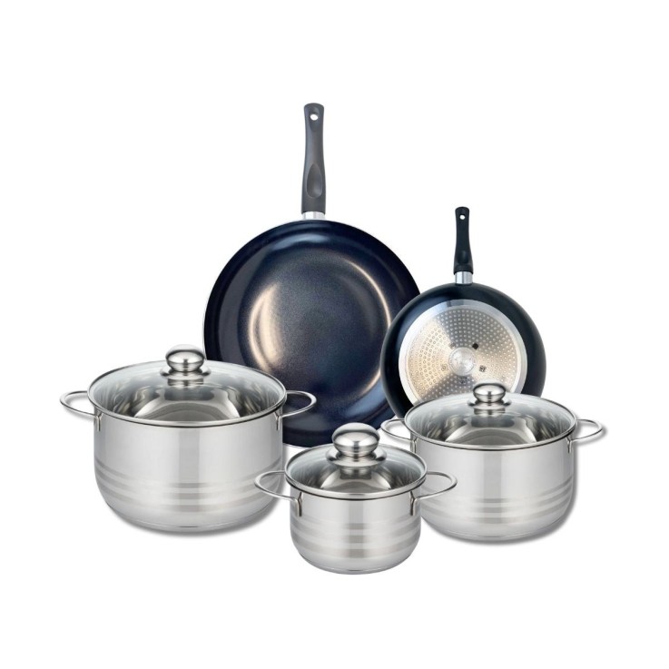 Batterie de cuisine Prima Brillant en aluminium et inox - 5 pièces - noire