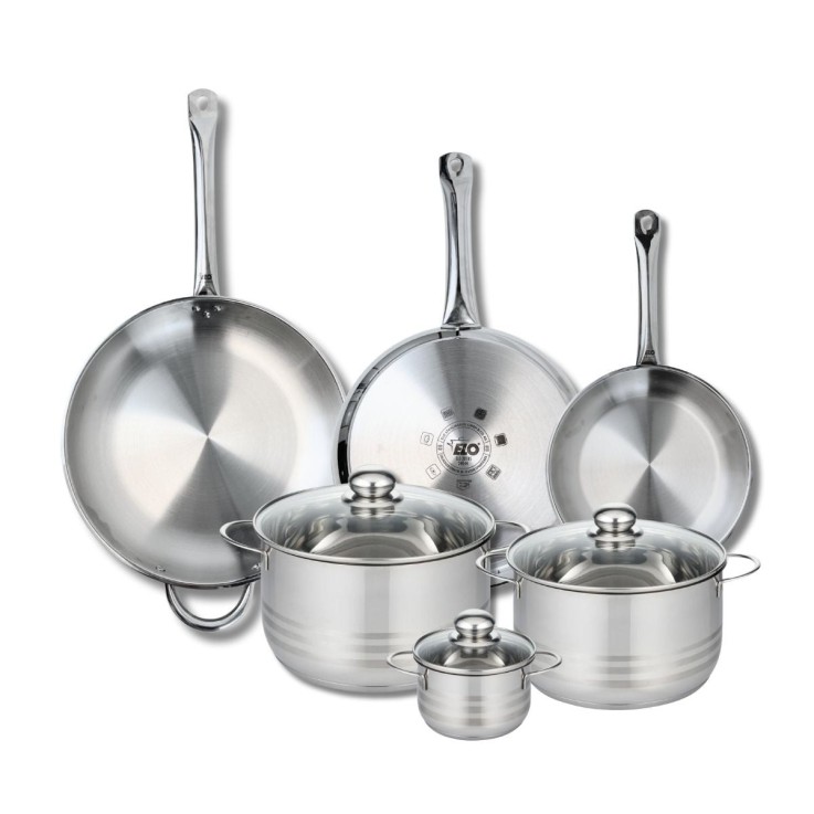 Batterie de cuisine Profi Brillant en inox - 3 poêles et 3 faitouts