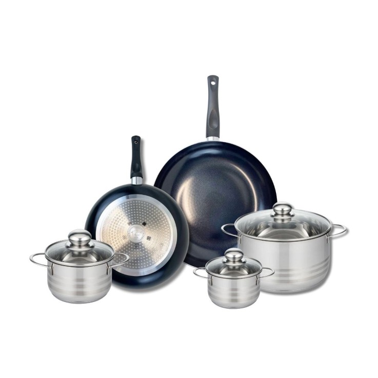 Batterie de cuisine Prima Brillant en aluminium et inox - noire