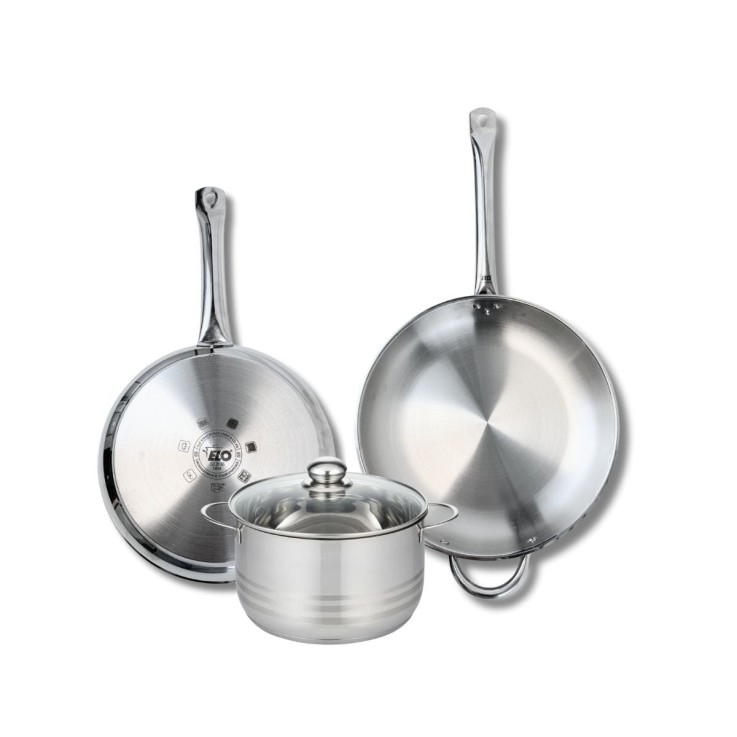 Batterie de cuisine Profi Brillant en inox - 28, 32 et 20 cm