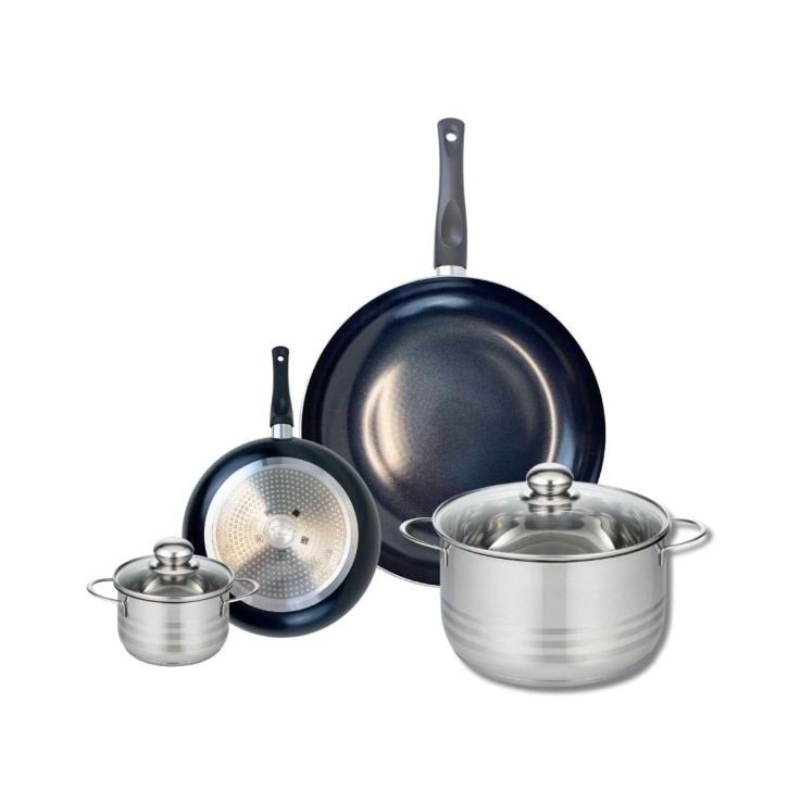 Batterie de cuisine Prima Brillant en aluminium et inox - 4 pièces - noire