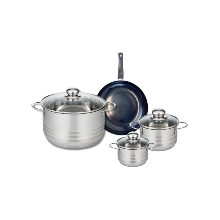 Batterie de cuisine Prima Brillant en aluminium et inox - 4 pièces - noire