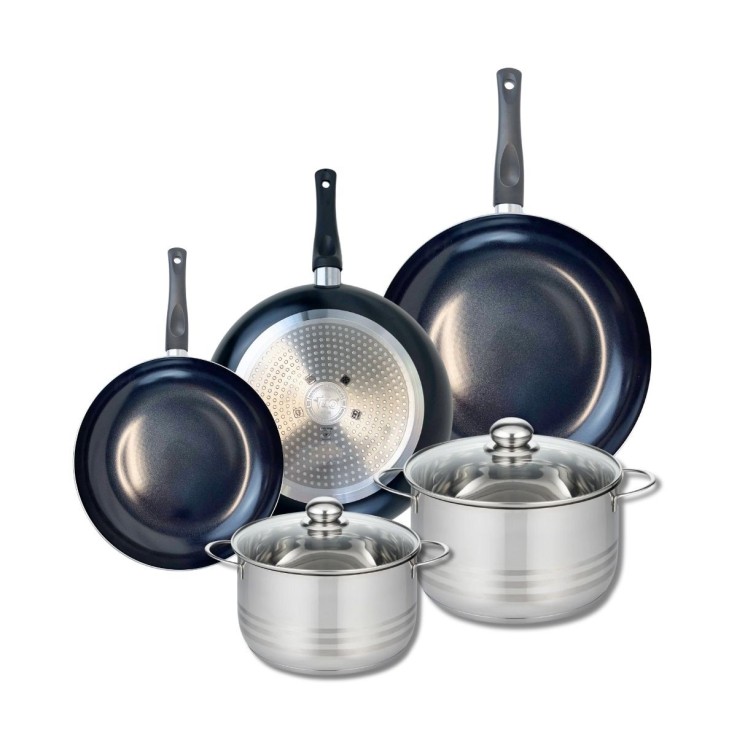 Batterie de cuisine Prima Brillant en aluminium et inox - 5 pièces - noir
