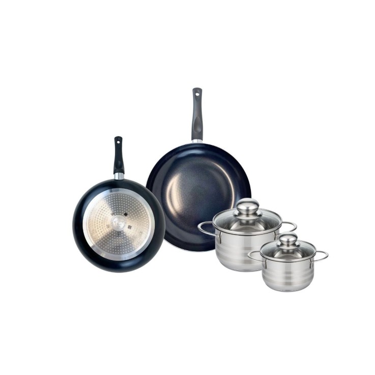 Batterie de cuisine Prima Brillant en aluminium et inox - noire