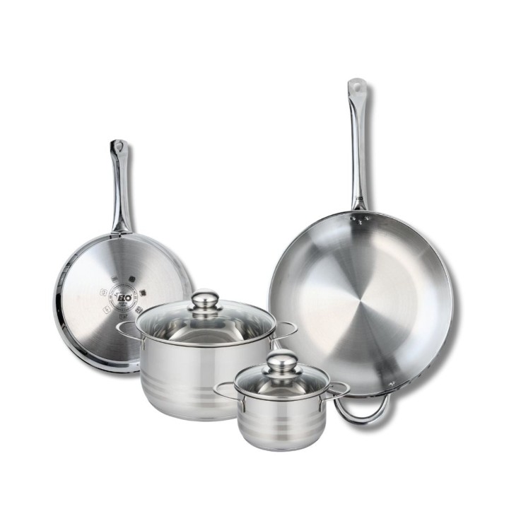Batterie de cuisine Profi Brillant en inox - 2 poêles et 2 faitouts