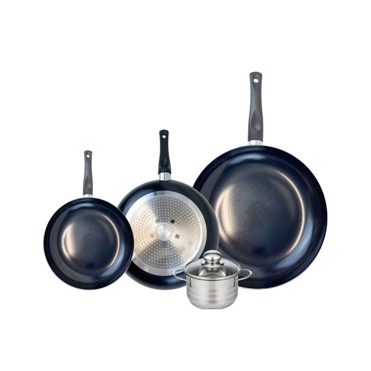 Ensemble de cuisson Prima Brillant en aluminium et inox - 12/20/24/32 cm - noir