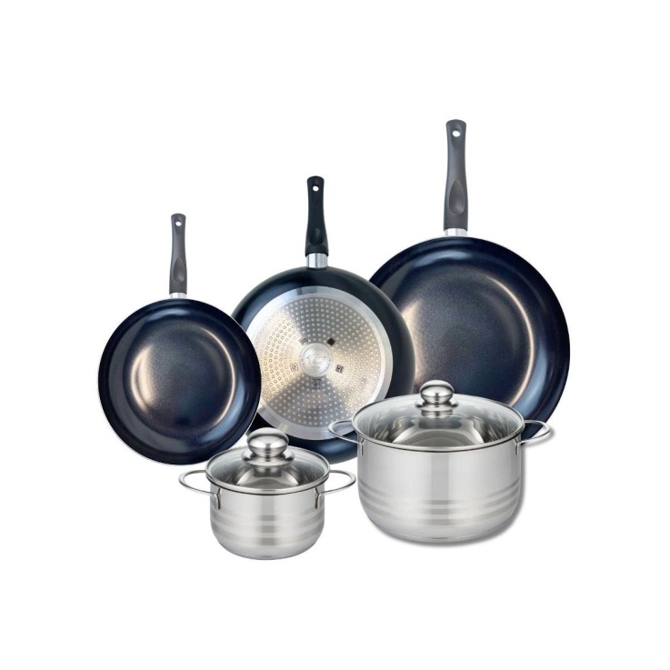 Batterie de cuisine Prima Brillant en aluminium et inox - 5 pièces - noir
