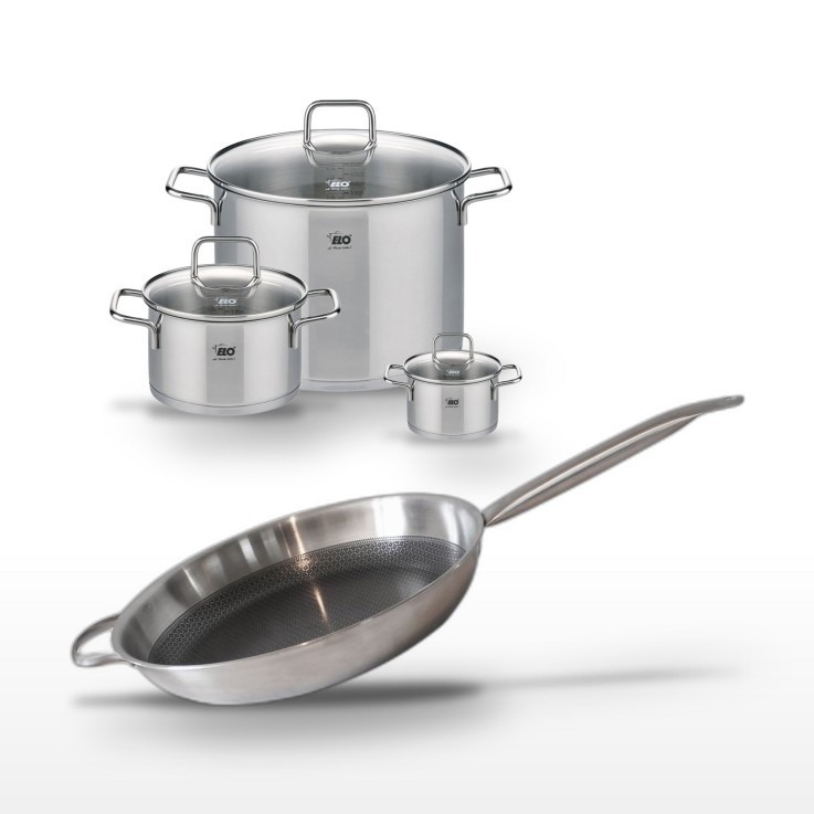 Batterie de cuisine Relief Solution en inox - 4 pièces - gris