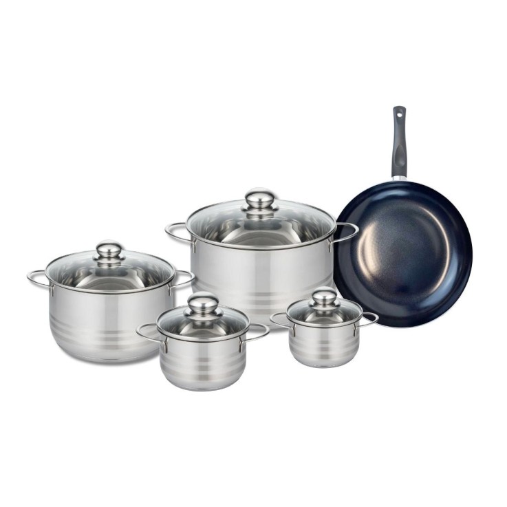 Batterie de cuisine Prima Brillant en aluminium et inox - 12-24 cm - noire