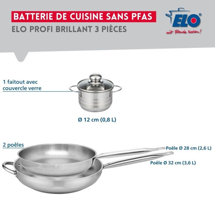 Batterie de cuisine Profi Brillant en inox - 28 et 32 cm