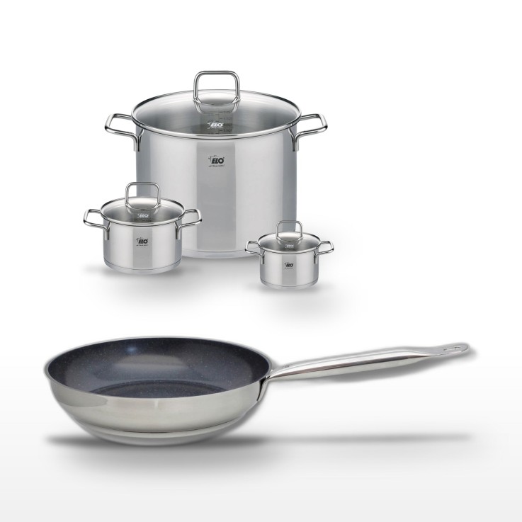 Batterie de cuisine Profi Therm Platinum en inox et céramique - 4 pièces