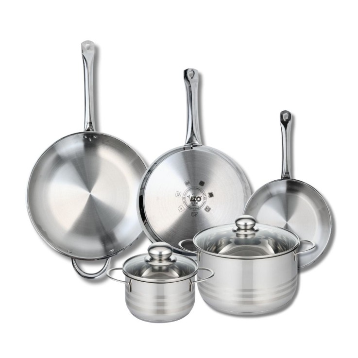 Batterie de cuisine Profi Brillant en inox - 5 pièces - poêles 24, 28 et 32 cm - faitouts 16 et 24 cm