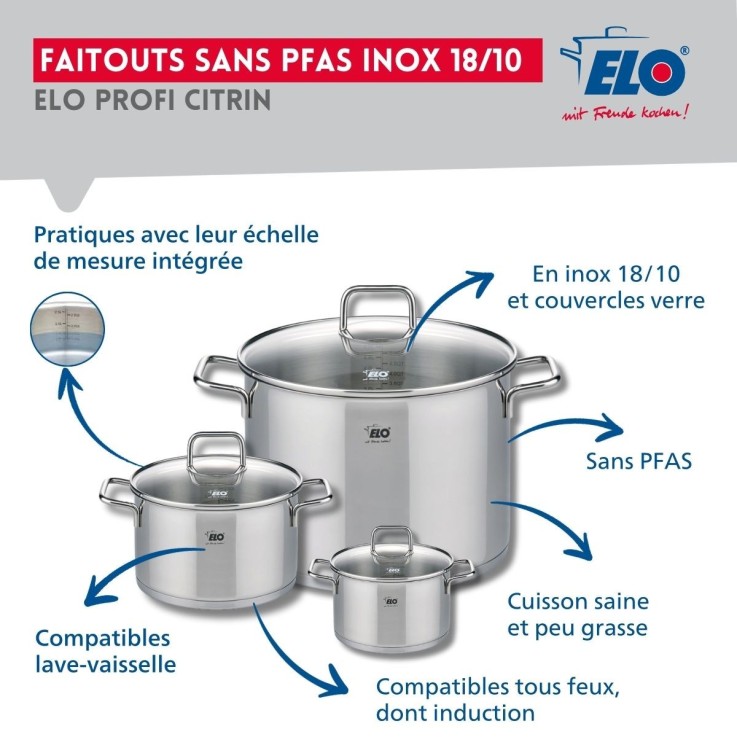 Batterie de cuisine Profi Citrin en inox - 5 pièces