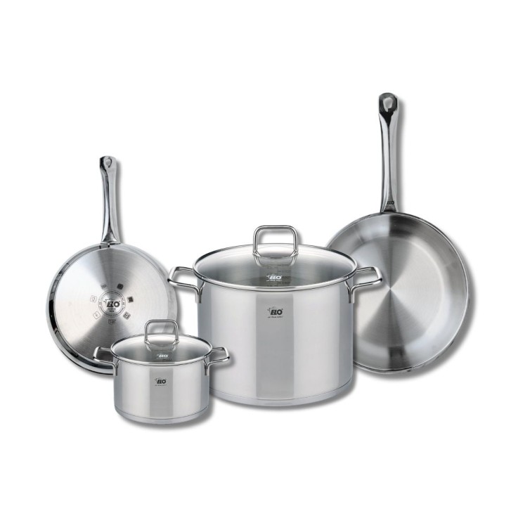 Batterie de cuisine Profi Citrin en inox - 2 poêles et 2 faitouts