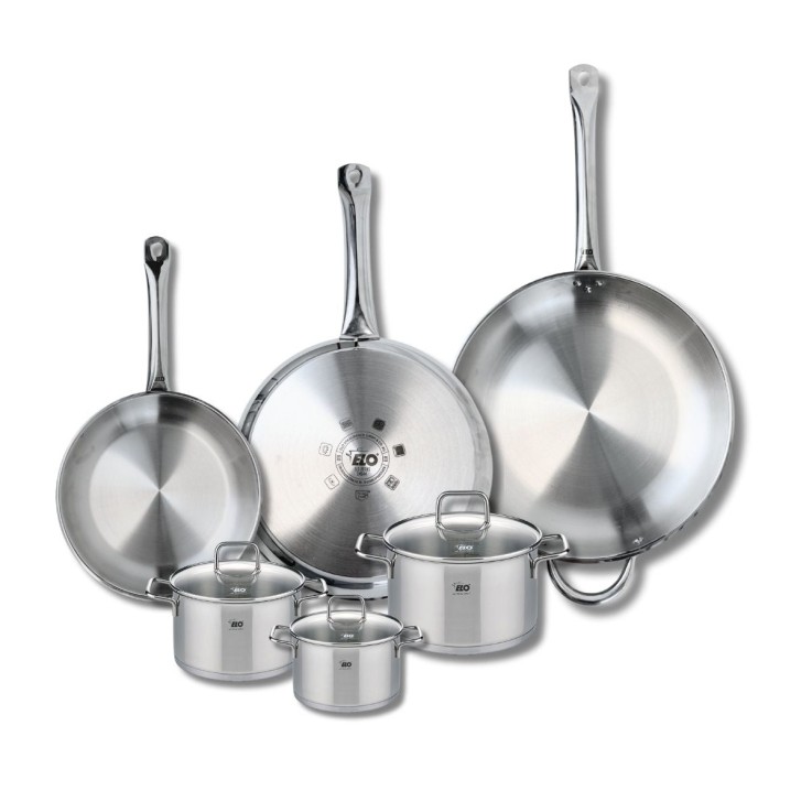 Batterie de cuisine Profi Citrin en inox - 3 poêles et 3 faitouts