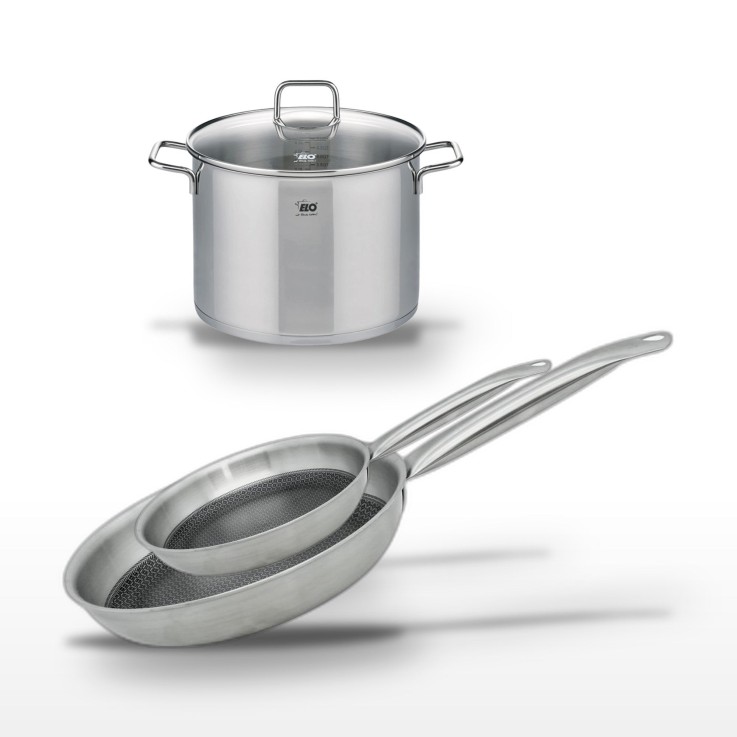 Batterie de cuisine Relief Solution en inox - 26 cm - 24/28 cm - noir