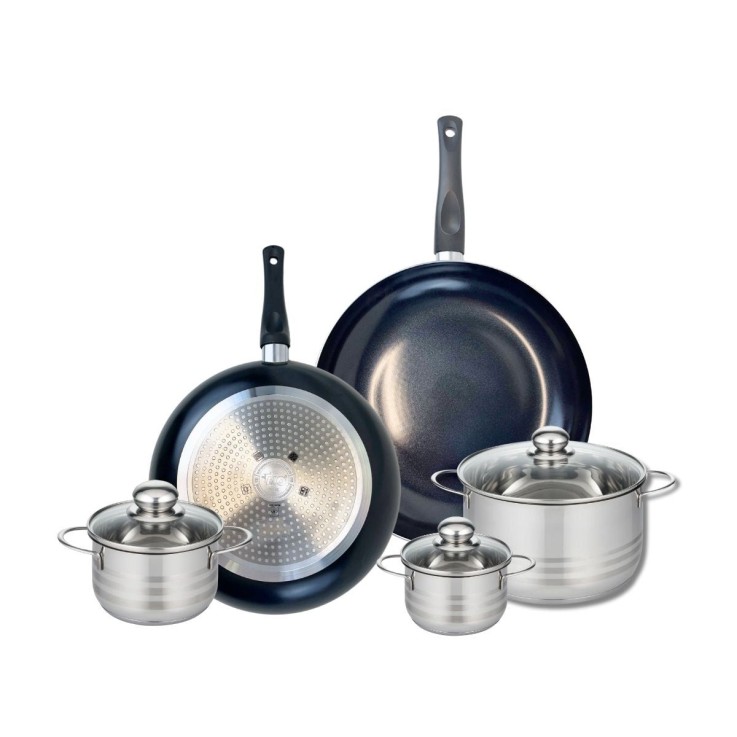 Batterie de cuisine Prima Brillant en aluminium et inox - 5 pièces - noire