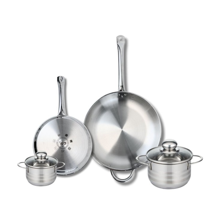 Ensemble de cuisson Profi Brillant en inox - 2 poêles et 2 faitouts