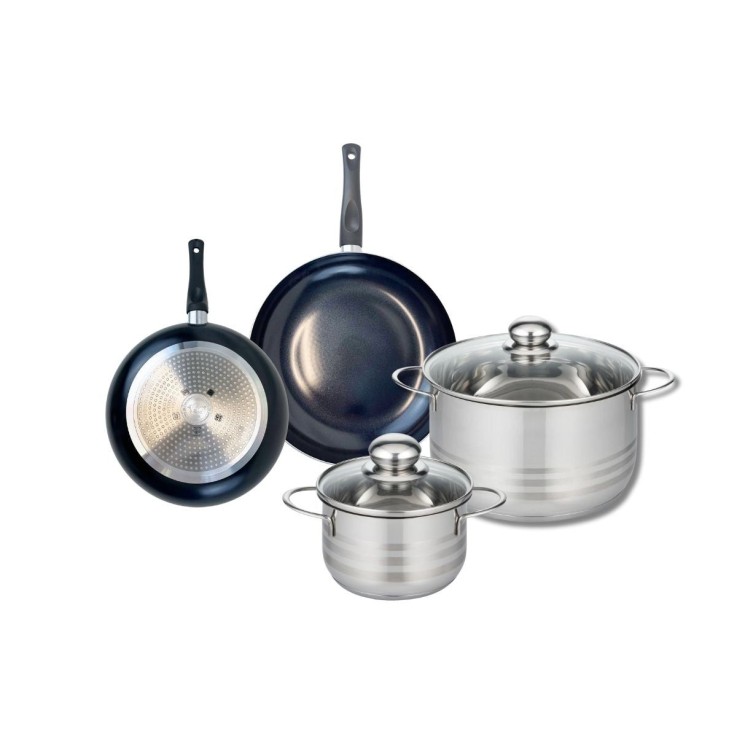 Batterie de cuisine Prima Brillant en aluminium et inox - 4 pièces - noire