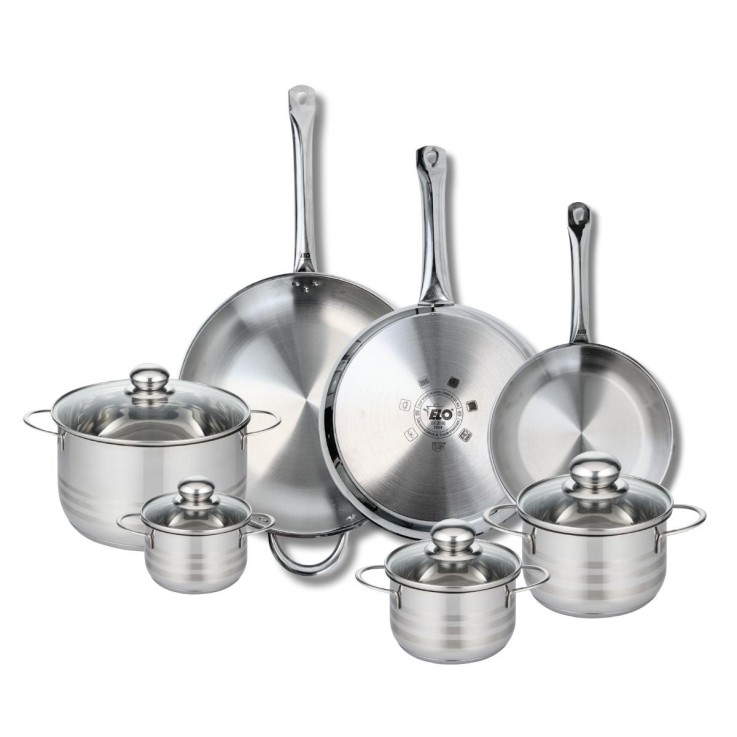 Batterie de cuisine Profi Brillant en inox - poêles 24, 28 et 32 cm, faitouts 12, 14, 16 et 20 cm