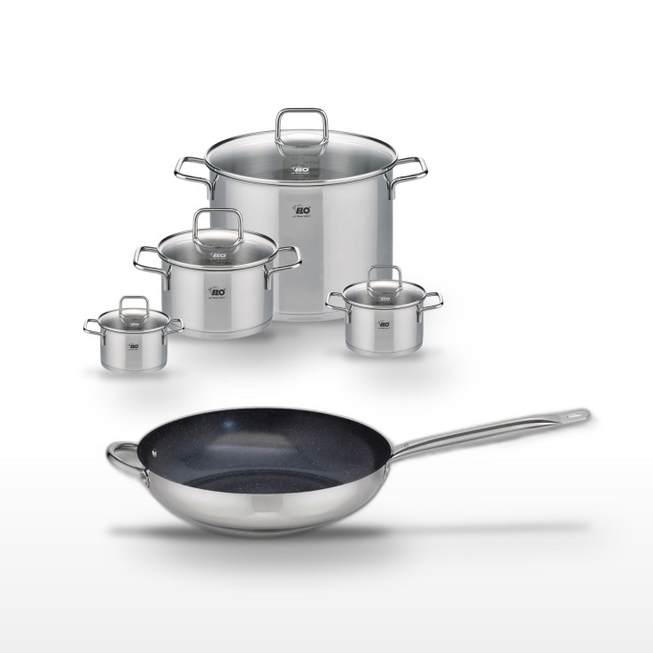 Lot poêle et faitouts Profi Therm Platinum en inox et céramique - gris
