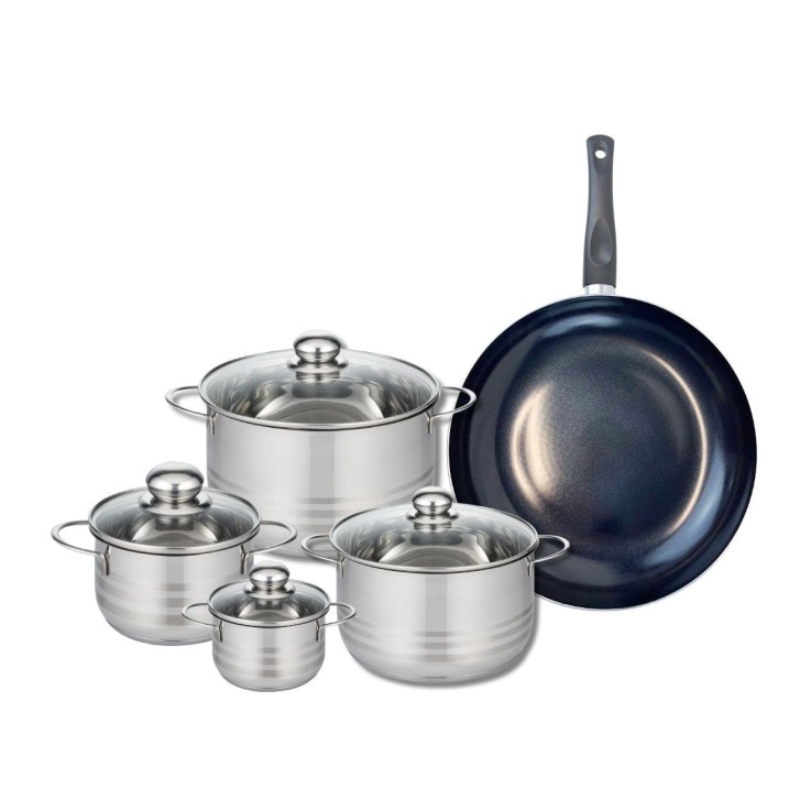Batterie de cuisine Prima Brillant en aluminium et inox - 5 pièces - noire