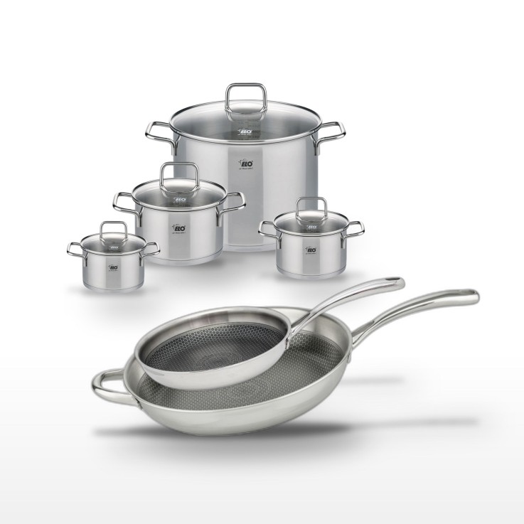 Batterie de cuisine Relief Evolution en inox - 2 poêles et 4 faitouts