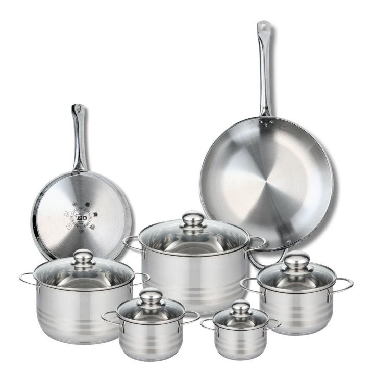 Batterie de cuisine Profi Brillant en inox - 2 poêles et 5 faitouts