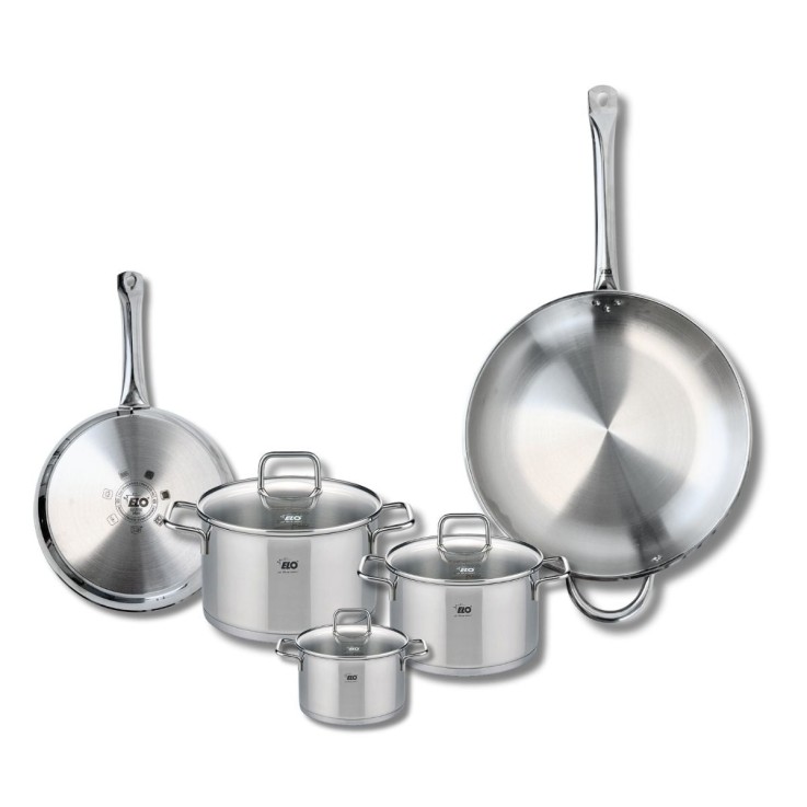 Batterie de cuisine Profi Citrin en inox - 2 poêles et 3 faitouts