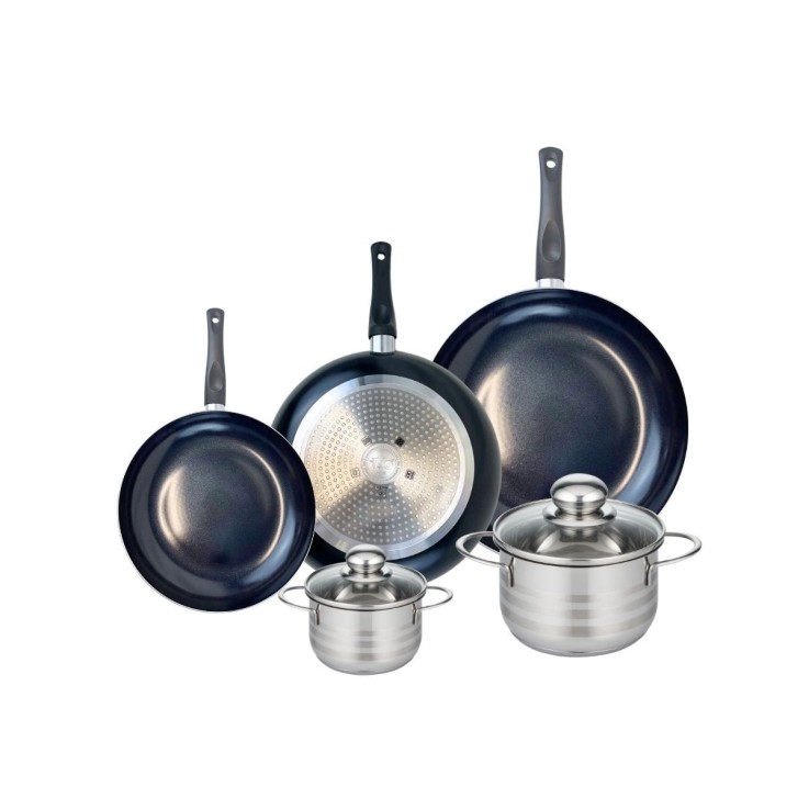 Batterie de cuisine Prima Brillant en aluminium et inox - 5 pièces - noire