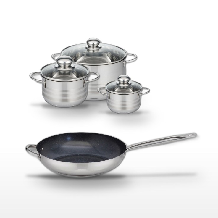 Lot Profi Therm Platinum - poêle en céramique 32 cm - 3 faitouts en inox