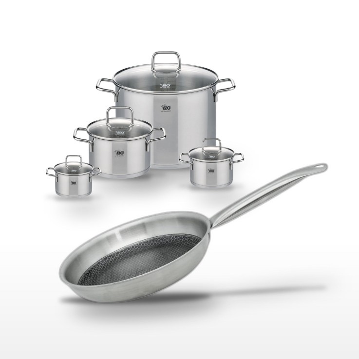 Batterie de cuisine Relief Solution en inox et aluminium - 5 pièces - noire