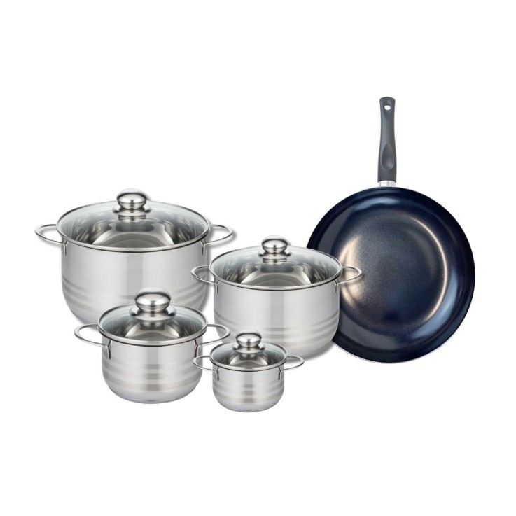 Batterie de cuisine Prima Brillant en aluminium et inox - 5 pièces - noire