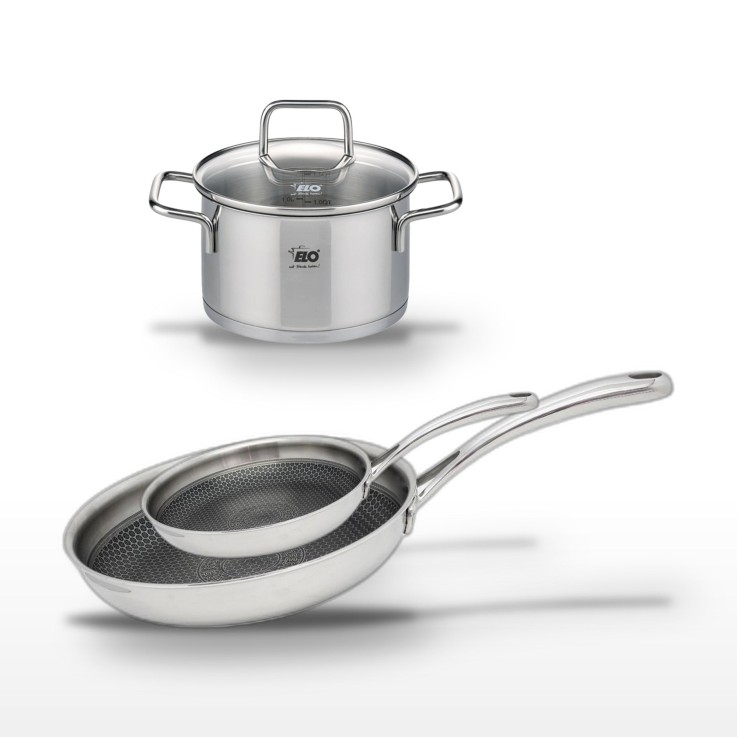 Batterie de cuisine Relief Evolution en inox - 24/28 cm - faitout 20 cm
