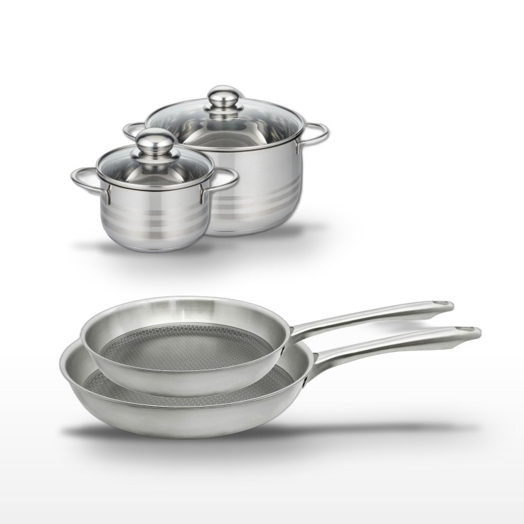 Batterie de cuisine Relief Passion en inox - 24/28 cm - 16/24 cm