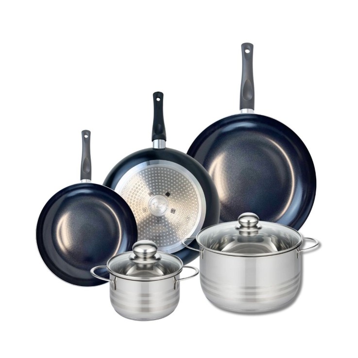 Batterie de cuisine Prima Brillant en aluminium et inox - 5 pièces - noir
